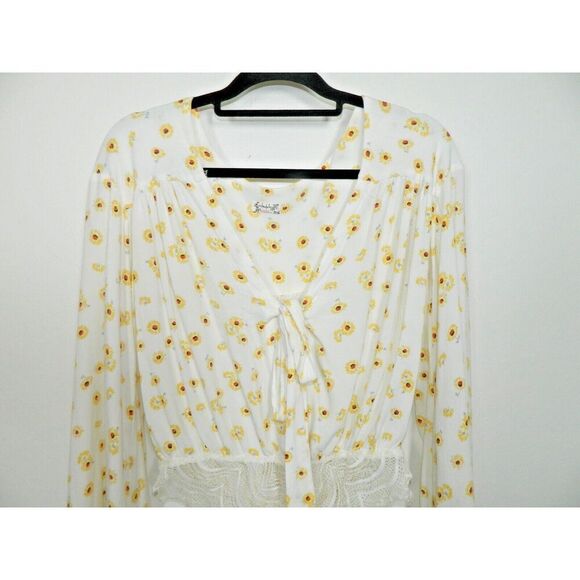 Intimately Free People Bodysuit‎ Small White Yellow Floral Sunflower Lace Bottom - Picture 3 of 8